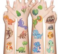 EvanMader 10 hojas de tatuajes temporales de dinosaurios, resistentes al agua, con motivos históricos, ideales para cumpleaños, obsequios y pequeños exploradores