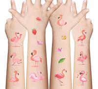 EvanMader 10 hojas de tatuajes temporales de flamenco - Pegatinas impermeables con motivos tropicales de flamenco, ideal para fiestas de verano, obsequios y fanáticos de la selva