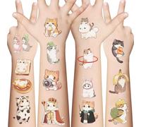 EvanMader 10 hojas de tatuajes temporales para gatos, resistentes al agua, con motivos de gatos coloridos, ideales para cumpleaños, obsequios y amantes de los gatos