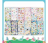 EvanMader Juego de 12 hojas de pegatinas con más de 250 pegatinas - Diseños Frutas Animales Unicornios Princesas Sirenas Vehículos Postres Dinos Espacio - Autoadhesivas para Scrapbooking Planificador