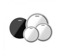 Evans EC2 Clear Tom Pack 10" 12" 14 & Hydraulic Black Snare 14"