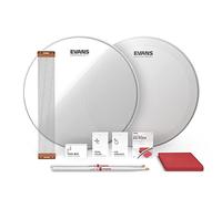 Evans Kit de afinación de tambor de caja - Cabezales de tambor de caja de 14 pulgadas - Cabezales de tambor resonantes HD secos y transparentes - Cápsulas de ecualización - Cables de caja - Baquetas -