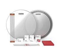 Evans Kit de afinación de tambor de caja - Cabezales de tambor de caja de 14 pulgadas - EC Reverse Dot y Clear Resonant Drumheads - EQ Pods - Cables de caja - Baquetas - Accesorios de mantenimiento