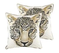 Evans Lichfield Cojines llenos de Plumas de Safari Leopard (Paquete Twin), White, 43 x 43cm, 2