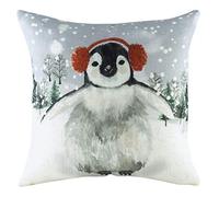 Evans Lichfield - Funda de cojín (43 x 43 cm), diseño de pingüino nevado con Orejeras, Multicolor