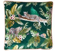 Evans Lichfield Funda de cojín de Leopardo de la Selva, Terciopelo poliéster, Verde, 43 x 43 cm (Pack of 1)