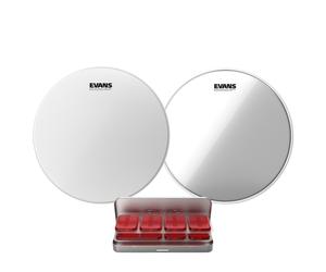 Evans Power Centre Reverse Dot Snare Drum Hazy 300 & EQ PODS Pack 14
