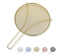 Evanta 25 cm Pantalla de Salpicaduras de Oro para cocinar, Pantalla de Malla Fina de Acero Inoxidable para freír, Escudo antigrasa para sartén, Evita Que el Aceite Caliente salpique