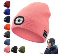 Evarisy 3-in-1 Function Bluetooth Beanie, Bluetooth Beanie with Light, Unisex 6 LED USB Rechargeable with Cordless Headphones (Black)(Pink)