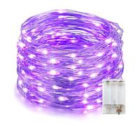 EvaStary Decoración de Navidad llevó la Luz de Cadena Púrpura, Luz de Cadena LED Alimentada por Batería 10M 100LEDs IP65 Impermeable Alambre de Plata Luces LED para Navidad, Halloween, Fiesta, Jardín