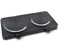 Evatronic - Placa de cocción eléctrica con 2 fuegos, Domino, 2500 W, placa calefactora de doble foco, luces indicadoras luminosas, interruptores manuales, termostato, fácil de usar, fiable y robusto