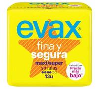 Evax - Compresas F&S Maxi Sin Alas para flujo moderado a abundante, finas y discretas con control de olores pack 13 uds