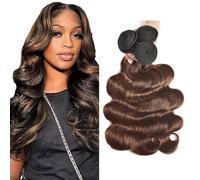 Evaxilc 22 24 26 Inch Bundle Human Hair Extension Cabello real Double Weft Hair Brazilian Remy Hair Body Wave Unprocessed Highlight Light Brown Minimal Shedding For Women 3 Bundle Total 300g