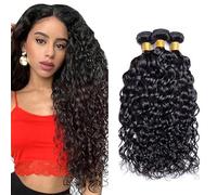 Evaxilc 22 24 26 Inch Bundles Human Hair Extension Cabello real Double Weft Hair Brazilian Remy Hair Water Wave Unprocessed Natural Black Minimal Shedding For Women 3 Bundles Total 300g