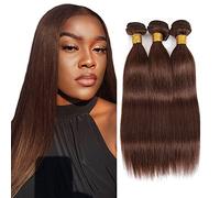 Evaxilc 22 24 26 Inch Bundles Human Hair Extension Cabello real Double Weft Hair Brazilian Remy Hair Straight Unprocessed Chocolate Brown Minimal Shedding For Women 3 Bundles Total 300g
