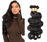 Evaxilc 22 24 26 Inch Bundles Human Hair Extension Cabello real Double Weft Hair Brazilian Remy Hair Body Wave Unprocessed Natural Black Minimal Shedding For Women 3 Bundles Total 300g