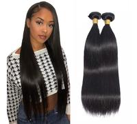 Evaxilc 22 24 Inch Bundles Human Hair Extension Natural Black Cabello Humano Brazilian Remy Hair Straight Unprocessed Minimal Shedding Double Weft Hair For Women 2 Bundles Total 200g