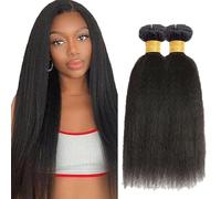 Evaxilc 24 26 Inch Bundles Human Hair Extension Natural Black Cabello Humano Brazilian Remy Hair Yaki Straight Unprocessed Minimal Shedding Double Weft Hair For Women 2 Bundles Total 200g