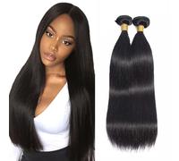 Evaxilc 26 28 Inch Bundles Human Hair Extension Natural Black Cabello Humano Brazilian Remy Hair Straight Unprocessed Minimal Shedding Double Weft Hair For Women 2 Bundles Total 200g
