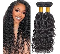 Evaxilc 26 28 Inch Water Wave Human Hair Bundles Extension Cabello humano Glueless Bundles Virgin Hair Unprocessed #1B Natural Black Color 2 Bundles Minimal Shedding pelucas mujer