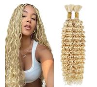Evaxilc 28 28 Inch Deep Wave Human Hair For Braiding Cabello humano Unprocessed No Weft Bulk Braiding Hair Extensions For Boho Braids #613 Blonde Color