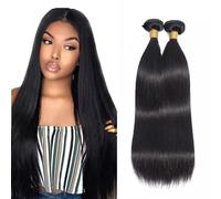 Evaxilc 28 30 Inch Bundles Human Hair Extension Natural Black Cabello Humano Brazilian Remy Hair Straight Unprocessed Minimal Shedding Double Weft Hair For Women 2 Bundles Total 200g
