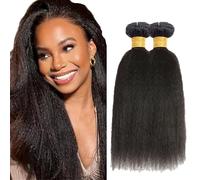 Evaxilc 28 30 Inch Bundles Human Hair Extension Natural Black Cabello Humano Brazilian Remy Hair Yaki Straight Unprocessed Minimal Shedding Double Weft Hair For Women 2 Bundles Total 200g