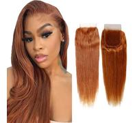 Evaxilc #30 Light Brown 4X4 Lace Closure Unprocessed Remy Straight Brazilian Virgin Hair Transparent Lace Closures Sew in Natural Hairline Peluca de pelo real for Women 22 Inch