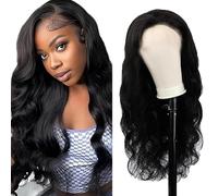 Evaxilc 5x5 Lace Front Human Hair Wig Brazilian Virgin Hair Minimal Tangle And Shedding Body Wave Echthaar Perruca #1B Natural Black 150% Density For Women 22 Inch