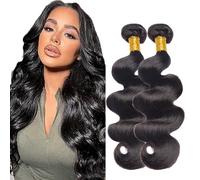 Evaxilc Body Wave Human Hair Bundles Extension Cabello humano Glueless Bundles Virgin Hair Unprocessed #1B Natural Black Color 2 Bundles Minimal Shedding For Women 28 30 Inch
