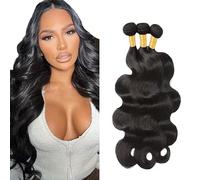 Evaxilc Bundles Human Hair Extension Natural Black Cabello Humano Brazilian Remy Hair Body Wave Unprocessed Minimal Shedding Double Weft Hair For Women 3 Bundles Total 300g 16 18 20 Inch