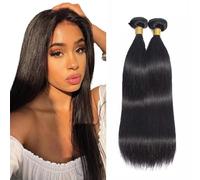 Evaxilc Bundles Human Hair Extension Natural Black Cabello Humano Brazilian Remy Hair Straight Unprocessed Minimal Shedding Double Weft Hair For Women 2 Bundles Total 200g 18 20 Inch