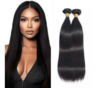 Evaxilc Bundles Human Hair Extension Natural Black Cabello Humano Brazilian Remy Hair Straight Unprocessed Minimal Shedding Double Weft Hair For Women 2 Bundles Total 200g 12 14 Inch
