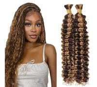 Evaxilc Deep Wave Bulk Human Braiding Hair for Boho Braids Human Hair Extension Cabello Humano sin procesar Cabello Humano Sin Humor P4/27 Balayage Blonde 2 paquetes Total 100 g 20 20 pulgadas