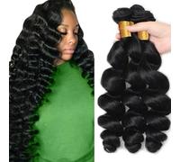 Evaxilc Extensiones de cabello humano brasileño Remy Virgin Virgin Human, extensiones de pelo ondulado, doble trama #1B, color negro natural, 300 g