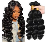 Evaxilc Extensiones de cabello humano brasileño Remy Virgin Virgin Humano, extensiones de pelo ondulado doble #1B natural negro 3 paquetes total 300 g