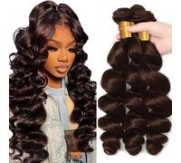 Evaxilc Extensiones de cabello humano brasileño Remy Virgin Virgin Humano, extensiones de pelo ondulado doble #4 marrón chocolate 3 paquetes total 300 g