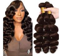 Evaxilc Extensiones de cabello humano brasileño Remy Virgin Virgin Humano, extensiones de pelo ondulado doble #4 marrón chocolate 3 paquetes total 300 g