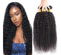 Evaxilc Extensiones de cabello humano rizado de 26 a 28 a 30 pulgadas, extensiones de pelo humano ondulado, extensiones de pelo doble #1B Natural Black brasileño Remy Virgin Human, 3 paquetes, total