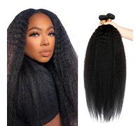 Evaxilc Extensiones de cabello humano Yaki Straight Bundles Cabello Humano, mechones de pelo humano #1B, Natural Black Brazilian Remy Virgin Human, 3 paquetes, total 300 g, 20, 22 y 24 pulgadas
