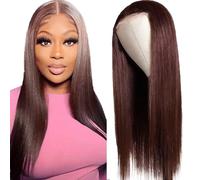 Evaxilc Straight Echthaar Perruca Pre Plucked Glueless Human Hair Wig 5x5 Lace Frontal Human Hair Wigs For Women Brazilian Baby Hair #4 Chocolate Brown Lace Front Wig 28 Inch