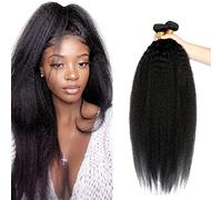Evaxilc Yaki Straight Human Hair Bundles Extension Cabello humano Double Weft Glueless Bundles Virgin Hair Unprocessed #1B Natural Black Minimal Shedding For Women 3 Bundles Total 300g 20 22 24 Inch