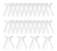 EVBOTGEE 50 lazos para coche de boda, color blanco, 25 x 12 cm, lazos de satén, lazos para coche, bodas, decoración de espejos, tiradores de puerta, antena, decoración de bodas para mesa, iglesia