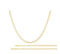 EVE Jewellery Collar de cadena de oro para mujeres y hombres de 3 mm, chapado en oro real de 14 quilates de 45 cm/50 cm, collar de cadena italiana plana, collar de cadena de eslabones cubanos de oro,