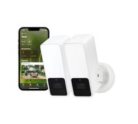 Eve Outdoor CAM (White Edition) Lote de 2- Cámara Segura con Foco, Máxima Seguridad y Privacidad (HomeKit Secure Video), Visión Nocturna, Wi-Fi, Sensor de Movimiento, Comunicación Bidireccional