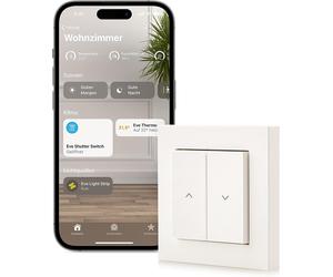 Eve Shutter Switch: Control inteligente de persianas enrollables con programación integrada, sombreado adaptativo, control por voz Siri, temporizador, acceso remoto, no requiere puente, Bluetooth/Thre