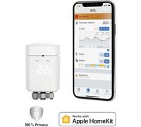 Eve Thermo - Válvula Inteligente de radiador con Pantalla LED, Control automático de Temperatura, no Necesita Pasarela, Controles táctiles Integrados, Bluetooth, Apple HomeKit, Fabricada en Alemania