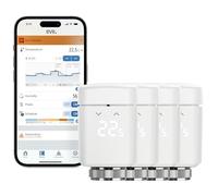 Eve Thermo (Matter) lote de 4: Válvula termostática inteligente para radiador, control automático temperatura, Apple Home, Amazon Alexa, Samsung SmartThings, Google Home, req. Router de borde Thread