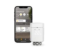 Eve Thermo - Válvula Inteligente de radiador con Pantalla LED, Control automático de Temperatura, no Necesita Pasarela, Controles táctiles Integrados, Bluetooth, Apple HomeKit, Fabricada en Alemania