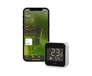 Eve Weather - Estación meteorológica inteligente con tecnología Apple HomeKit para registrar temperatura, humedad y presión atmosférica, tendencias climatológicas, IPX4, Bluetooth, Thread